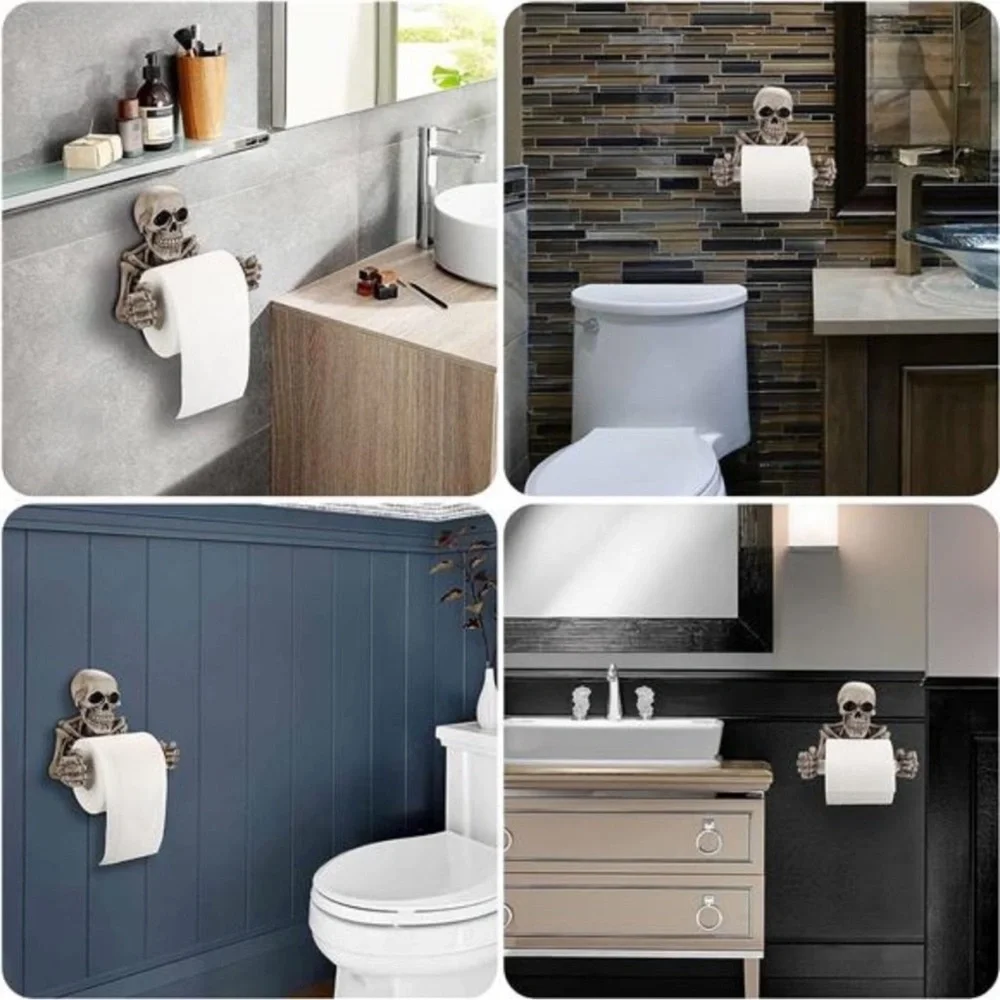 Skull Toilet Paper Holder Wall Mount Toilet Tissue Roll Paper Storage Holder
